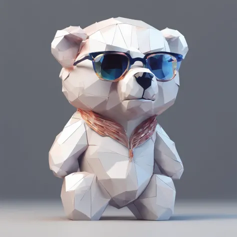 Perfect alignment, Cute bear wearing jacket，crystal vases，Rose flower, wears dark glasses, cheerful, stand posture, abstract beauty, at centre, looking at the camera in, facing at the camera, nearing perfection, dynamic, The is very detailed, smooth privat...