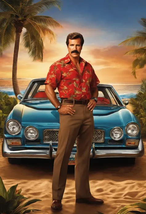 Magnum is solving an intriguing case, examining clues and piecing together the puzzle.,original,Magnum PI