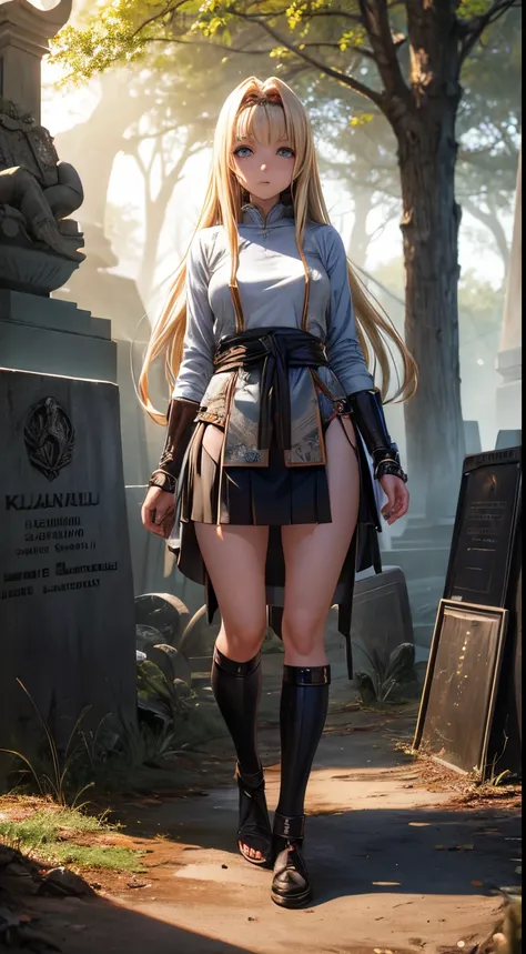 Mauri Kunnas, Giovanni Pelliccioli, Surreal, mysterious, strange, fantastical, fantasy, Sci-fi, Japanese anime, graveyard of fossils, silence, blonde miniskirt beautiful girl Alice, perfect voluminous body, detailed masterpiece