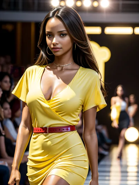 (Masterpiece), (Realistic), (best quality), (8K), ultra-detailed, UHD, RAW, (1 Woman), beautiful young woman, young Danielle Nicolet:0.4, young Lais Ribeiro:0.2, young Maya Jama:0.4, big beautiful brown eyes, beautiful detailed realistic brown almond eyes,...