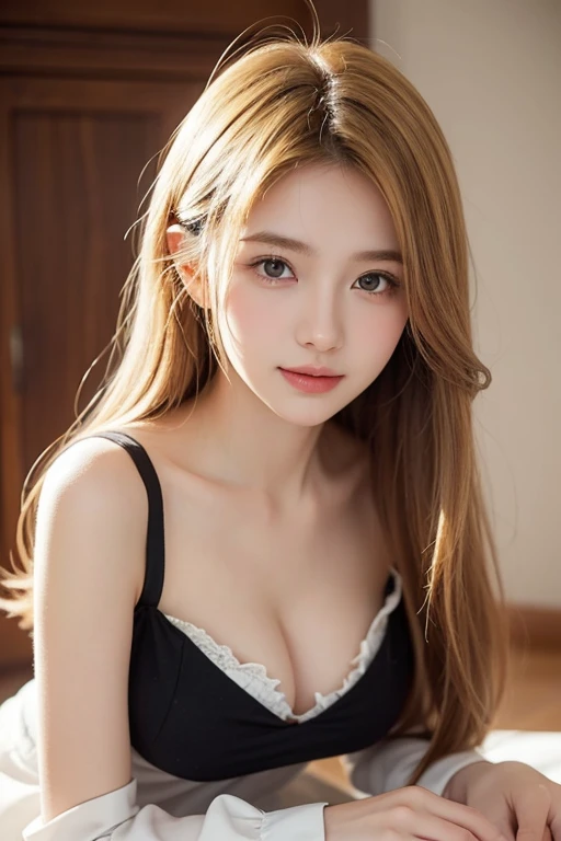 Beautiful girl of 18 years old, largeeyes, Large breasts, Petite and slim, 8K, top-quality, (Very detailed header: 1.0), (Very delicate face: 1.0), (Very delicate hair: 1.0), Maids wear, Very detailed official artwork, Anime cute art style, clean and metic...