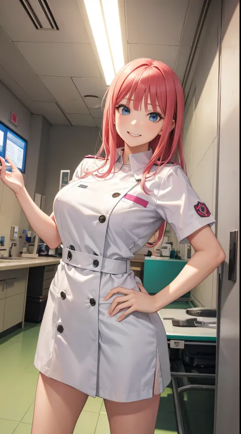 Nino Nakano riendo,manos detalladas,Pose sexy, uniforme de enfermera,hospital