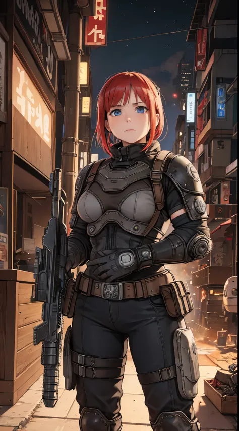 Nino Nakano,manos detalladas,armadura de gears of war,ciudad destruida