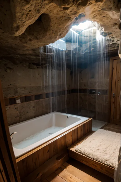 Cave B&amp;B，stalactites，Interior style，Realiy，Bright lighting levels，Bedding style is rustic，shower stall，Observation deck，suite room