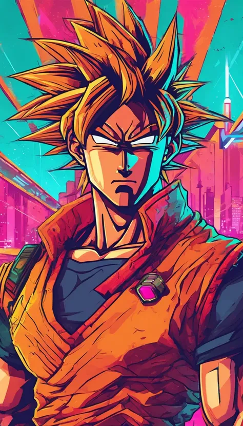 Son Goku ao estilo cyberpunk