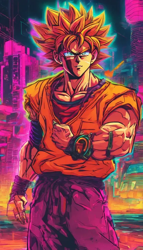 Son Goku ao estilo cyberpunk