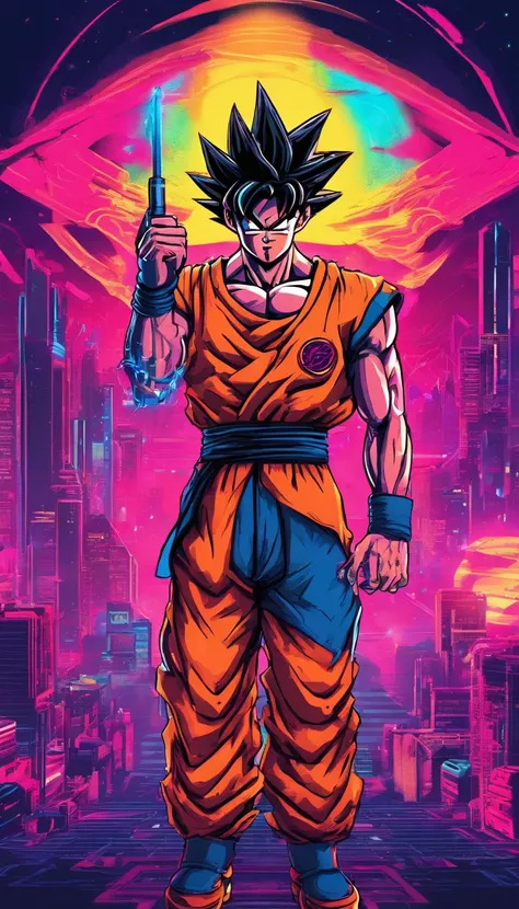 Son Goku ao estilo cyberpunk