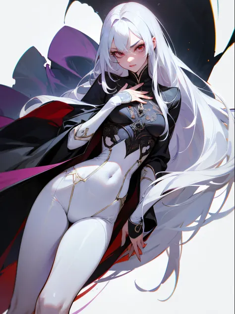 Crazy detailed photos of gorgeous vampire aliens, a true, Long white hair, complicated eye roll, like a dream, Ethereal, the ultra-detailed, 32K resolution, 动态照明, Cover the navel, ultra - detailed, intricately details, Hot topics on artstation, white luxur...