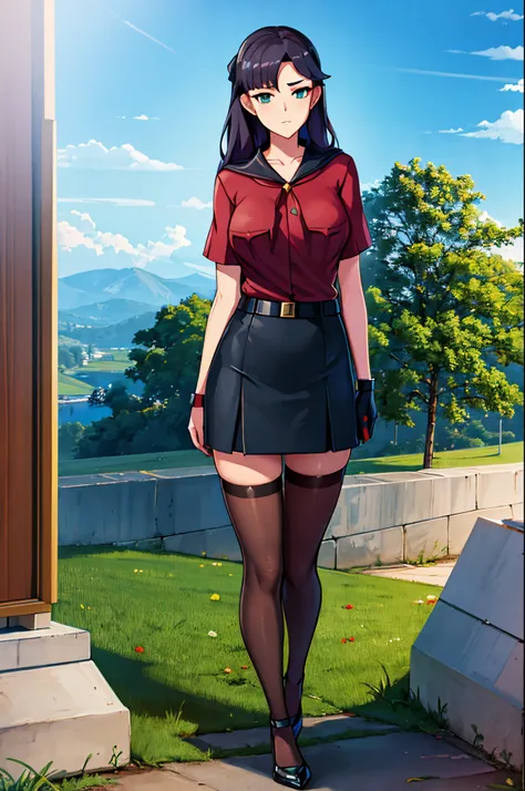 Mona from Genshin Impact skirt, sexy and beautiful girl, in full height, soviet surroundings, style of the USSR, pioneer counselor clothing, erotica, Pantsushot