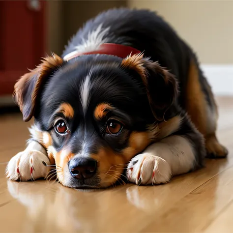 Chien qui mange un concombre