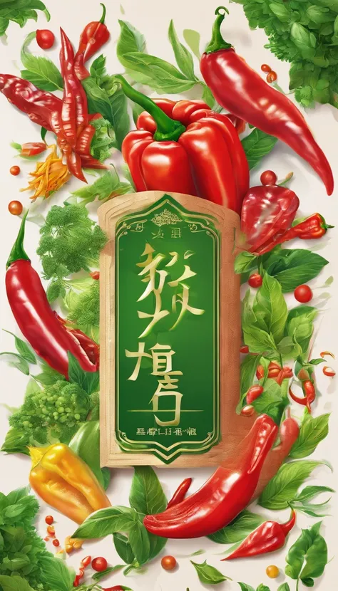 Green peppercorns、red pepper、rainbow structure arrangement、Taijitu、chili pepper