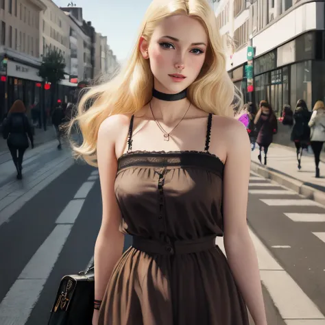 Femme blonde dans la rue