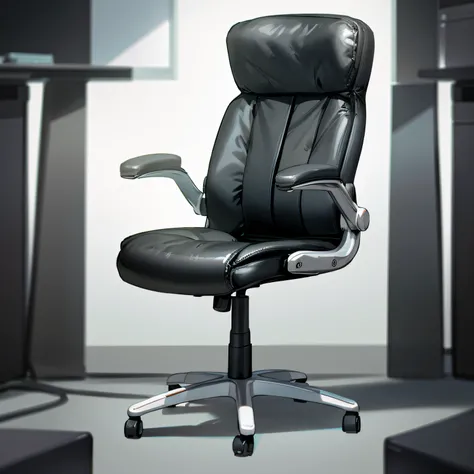 a close-up of a black office chair with a white base, Ji-Min, ergonomic, sit - com, office furniture, imagem detalhada, striking features, imagem completa, - h 8 5 0 - w 6 0 0, visual superior, vista vista, Foto completa do produto, CEO, imagem oficial do ...