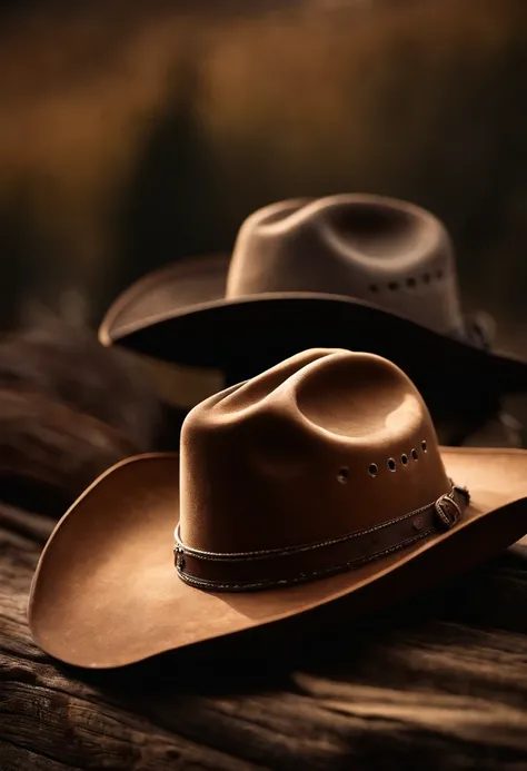 A high-resolution image of a cowboy hat on a cowboy’s head, with dust and sweat stains that showcase its authenticity and usage, creating a visually rugged and authentic scene.