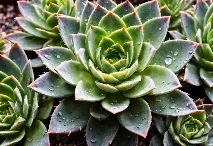 (a beautiful succulent plant),(vibrant green leaves),(sleek and smooth texture),(best quality, highres),(natural lighting),(close-up shot),(bokeh effect),(macro photography),(artistic composition),(delicate details),(botanical beauty),(calming and serene),...