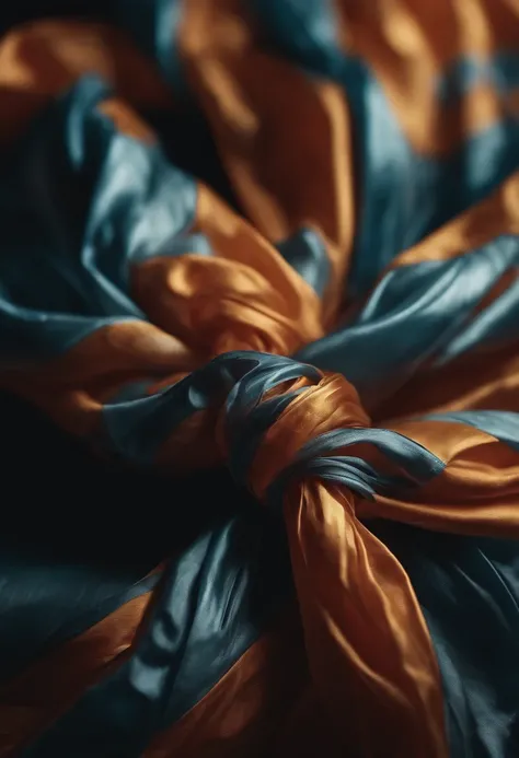 A close-up shot of a plastic bag being tied in a knot, showcasing the intricate folds and the texture of the plastic, creating a visually tactile and detailed image.