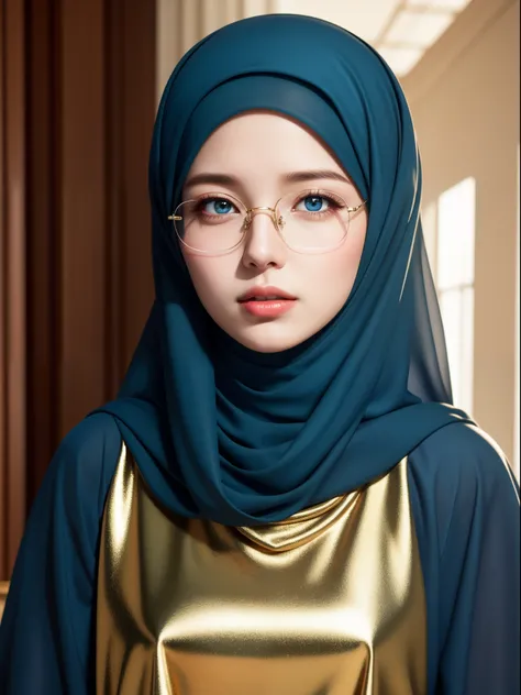 best quality, masterpiece, highres, (moslem female dress:1.4), necklace, Beautiful face, (upon body from head to waist:1.37), tyndall effect, photorealistic, dark studio, rim lighting, two tone lighting, 8k uhd, dslr, soft lighting, high quality, volumetri...