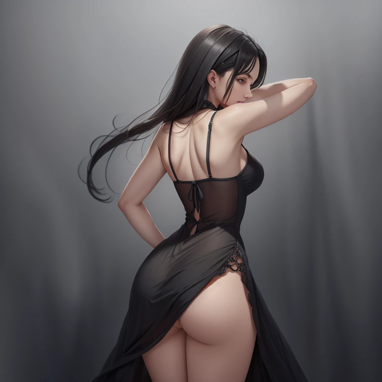 Female Backside. Black dress