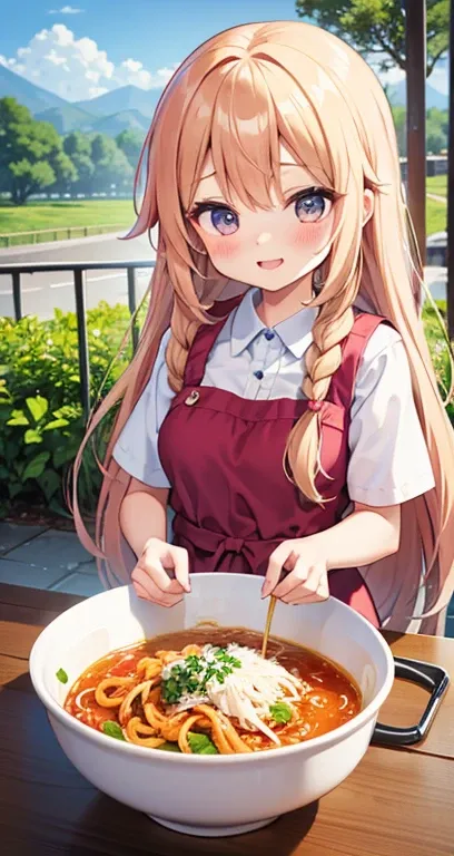 kawaii girl、Long、Braids、Spaghetti、Large serving of rice