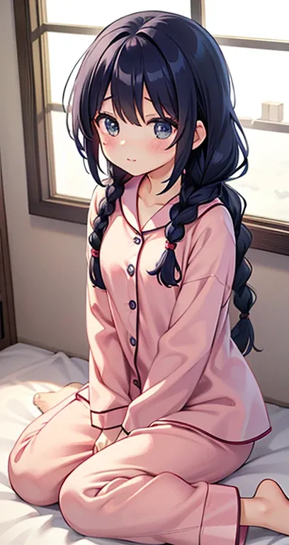 kawaii girl、Long、Braiding、Winter morning、Its too cold to get out of the futon、s Pajamas