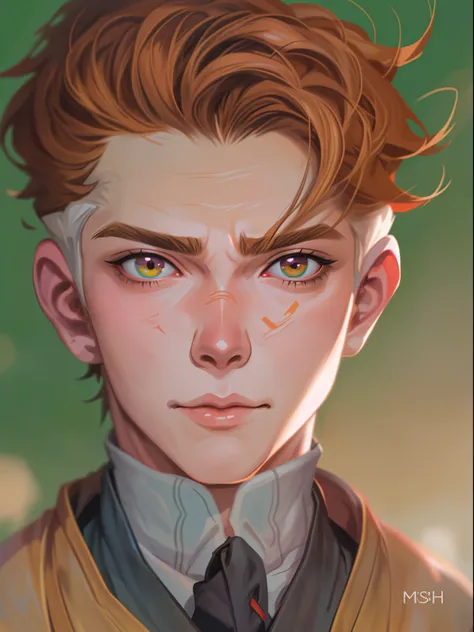 CharHelper, anime style digital painting, (close-up) male character portrait, artwork by Shigeru Miyamoto, Loish and Wlop