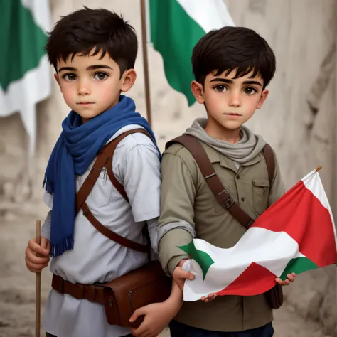 Boy holding Palestinian flag