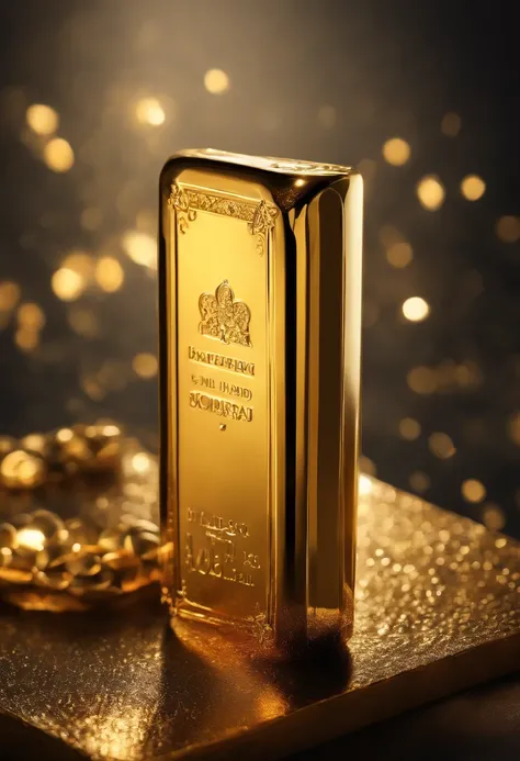 (best quality,4k,ultra-detailed,highres,masterpiece:1.2),gold bar, surreal art, clear texture, luxurious style, vivid colors, studio lighting, sharp focus, bokeh