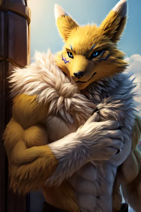 solo male werewolf renamon