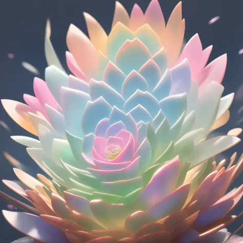 (Close-up of succulents:1.1),Beautiful transparent flower fairy baby, Transparent colorful wings, The wand fluttered in the wind､The wand flashed with starlight，Golden wand，Beautiful blue sky and white clouds、Girls have transparent wings､smile kindly､Beaut...