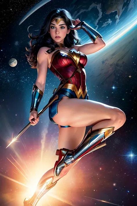 wonderwoman , in space , from above