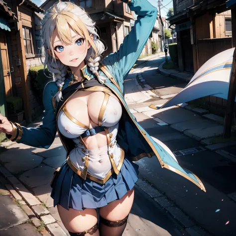 8K, ultra-high quality, Masterpiece, Ultra-detailed, Ultra-high resolution, Anime style, 1girl, Sweet girl, Sexy girl, handsome girl, the perfect body, Jaina Proudmoore, blue eyes, 가슴, large breasts, the perfect body, teats, Wizards clothes, fully dressed,...