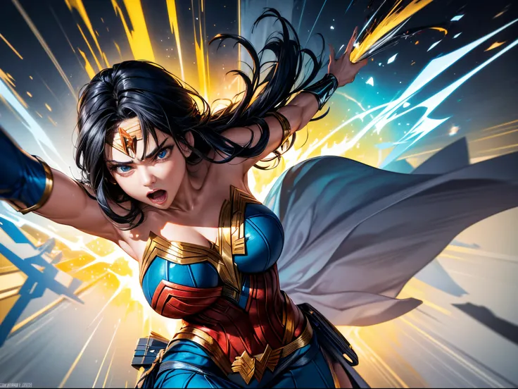 (wonderwoman,action,motion,fluid,energetic,multiple iterations,visually dynamic,captivating composition,plex) , (best quality,4k,highres),(realistic:1.37),(HDR,UHD),(studio lighting,sharp focus),(vivid colors),fluid movements,in motion,heroic pose,dynamic ...