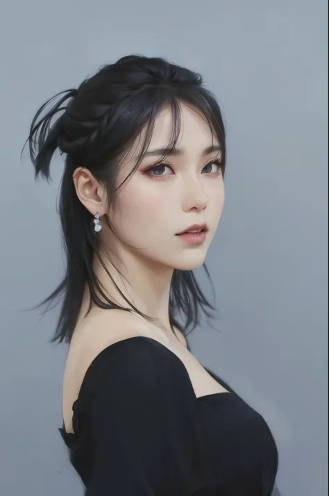 a woman with long black hair and a black dress, iu lee ji-eun as a super villain, iu, beautiful south korean woman, she has black hair with bangs, jinyoung shin, lee ji - eun, lee ji-eun, hwang se - on, heonhwa choe, headshot profile picture, portrait of f...