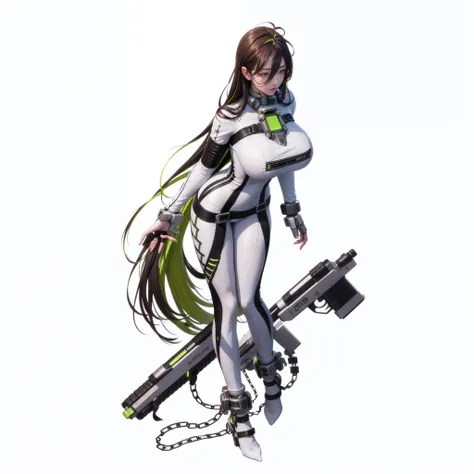 anime girl with a gun and a chain, biomechanical oppai, lucio as a woman, cyborg merchant girl, android heroine, mechanized valkyrie girl, katana zero video game character, like lady mechanika, official character art, konachan, makoto shinka, holy cyborg n...