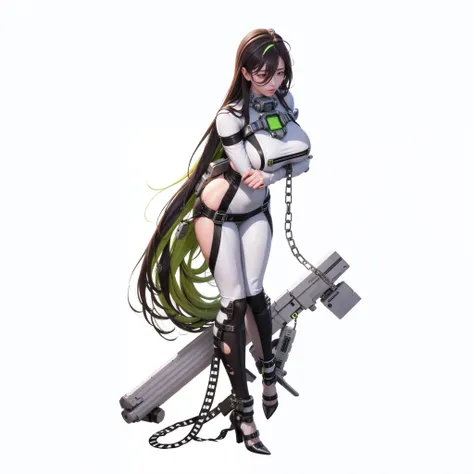 anime girl with a gun and a chain, biomechanical oppai, lucio as a woman, cyborg merchant girl, android heroine, mechanized valkyrie girl, katana zero video game character, like lady mechanika, official character art, konachan, makoto shinka, holy cyborg n...