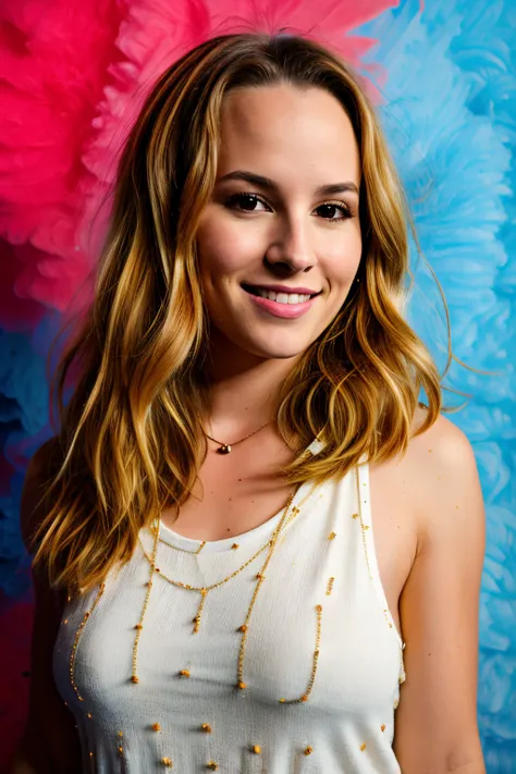 foto raw, bridgit mendler , (pele altamente detalhada:1.2), 8k uhd, dslr, uma iluminação suave, alta qualidade, grão fílmico, fu...