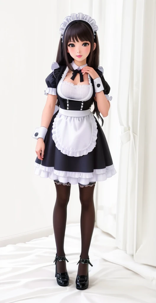 (best quality,ultra-detailed,realistic:1.37),doll in a close-up with a dress and a hat,manga girl in a maid outfit,maid costume,anime girl cat maid,maid dress,catboy cosplay! maid! one-piece,maid outfit,gorgeous maid,maid wearing a maid outfit,French maid,...