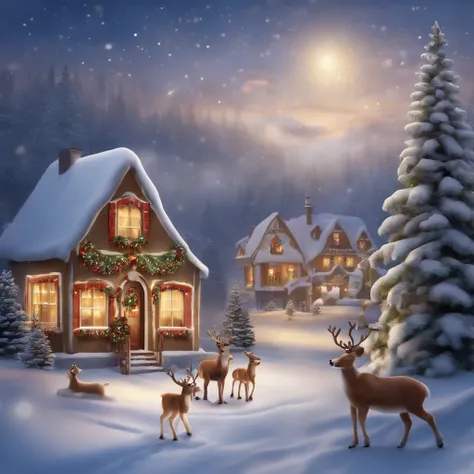 A Christmas-themed Stable Diffusion prompt: "A cozy winter scene with a beautiful Christmas tree surrounded by softly falling snowflakes, (best quality, 4k, highres, masterpiece:1.2), warm and inviting atmosphere, joyful and festive ambiance, (vivid colors...