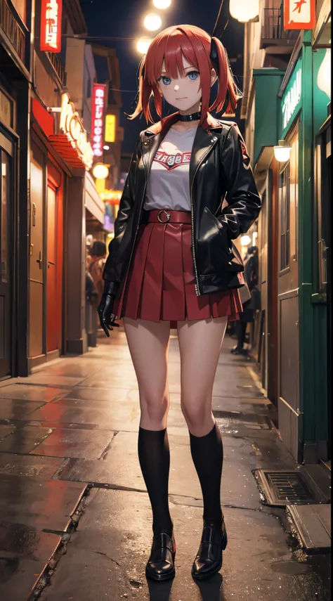 nino nakano feliz,manos detalladas,ropa de harley quin,alley at night