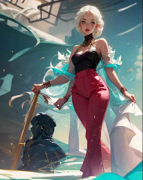 Elsa in a sexy outfit with open pants