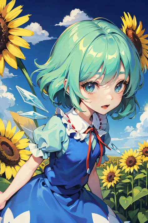 Cirno,Touhou Project､froggy､Sun flower､Chibi Chara､Mini