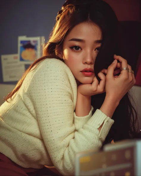 Asian woman araffed with long dark hair and a white sweater, jennie blackpink, jia, Jinyoung Canela, Lulu Chen, jossi do blackpink, Gongbi, Photo Session, Sha Xi, jisoo do blackpink, Retrato Jisoo Blackpink, Heonhwa Choe, kwak ji jovem, Jisoo do Blackpink,...