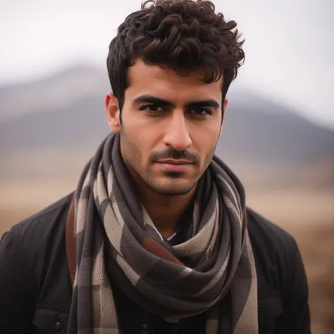 arafed man with a scarf on his neck looking at the camera, handsome male, handsome man, handsome attractive face, rugged face, scarf, perfect handsome face, handsome face, beautiful male face, attractive male, handsome and attractive, beautiful young man, ...