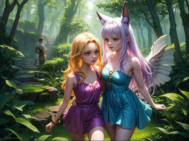 Dive into a whimsical fantasy realm where Buffy encounters supernatural beings in a magical, enchanted forest within the digital interface, creating a whimsical and fantastical scene.