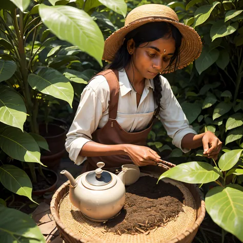 sri lankan tea plucker in a huge tea estate in sri lanka