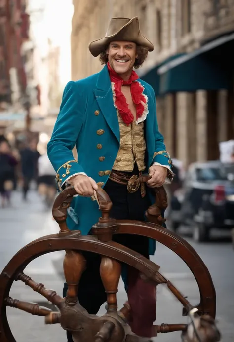 A photo of Lloyd dressed as a pirate, pretending to steer a large ship wheel on a busy city sidewalk.,Dumb and Dumber,In terms of appearance, Lloyd is noted for his bowl-cut hairstyle, a toothy grin with a prominent chipped front tooth, and a penchant for ...