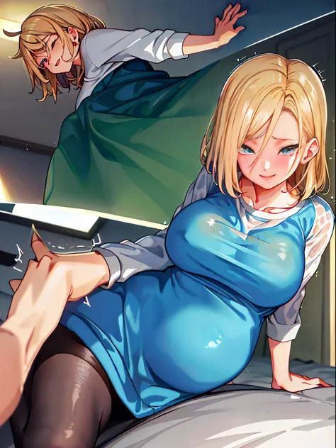 ​masterpiece, top-quality, ultra-detailliert, Ridiculous, Cute Android 18DB Portrait, 独奏, , JINS, Very enchanting, Pose Seductive, Smiling, Cute, Very cute, Ultra high definition, masutepiece, Ultra High Quality, ultra -detail, 8K, In a see-through shirt, ...