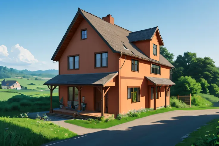 A house on a hill, 4k, best quality, high quality