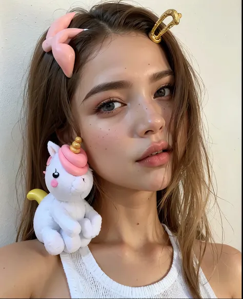 araffe con un lazo rosa y un unicornio de juguete blanco, Anna Nikolanova aka Newmilky, Eva Elfie, Estilo de Julia Razumova, Barbara Palvin, Karol Bak de Emma Watson Nun, angelina stroganova, Dasha Taran, Modelo de Instagram, Yelena Belova, Retrato de Barb...