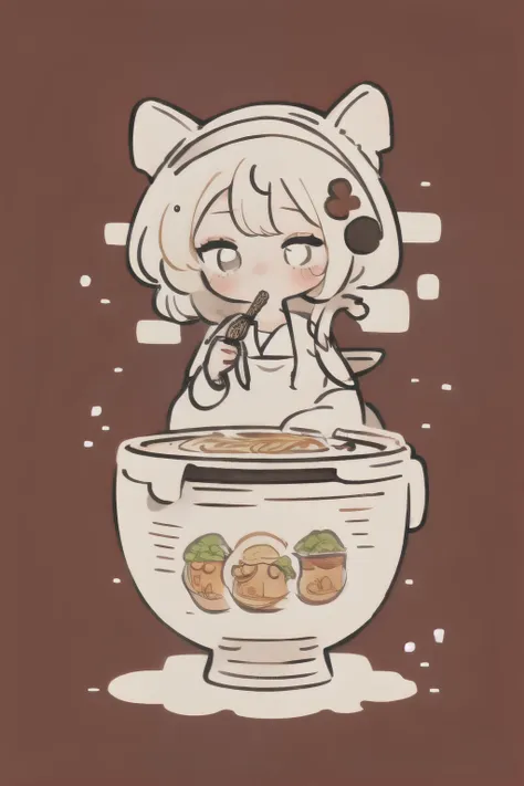 girl eating ramen noodles, cute, delicious